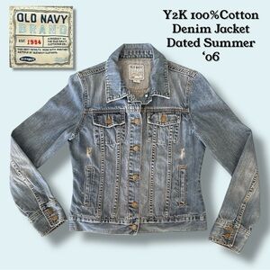Y2K Classic 100%Cotton Old Navy Blue Denim Jacket With‎ Fade